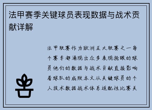 法甲赛季关键球员表现数据与战术贡献详解